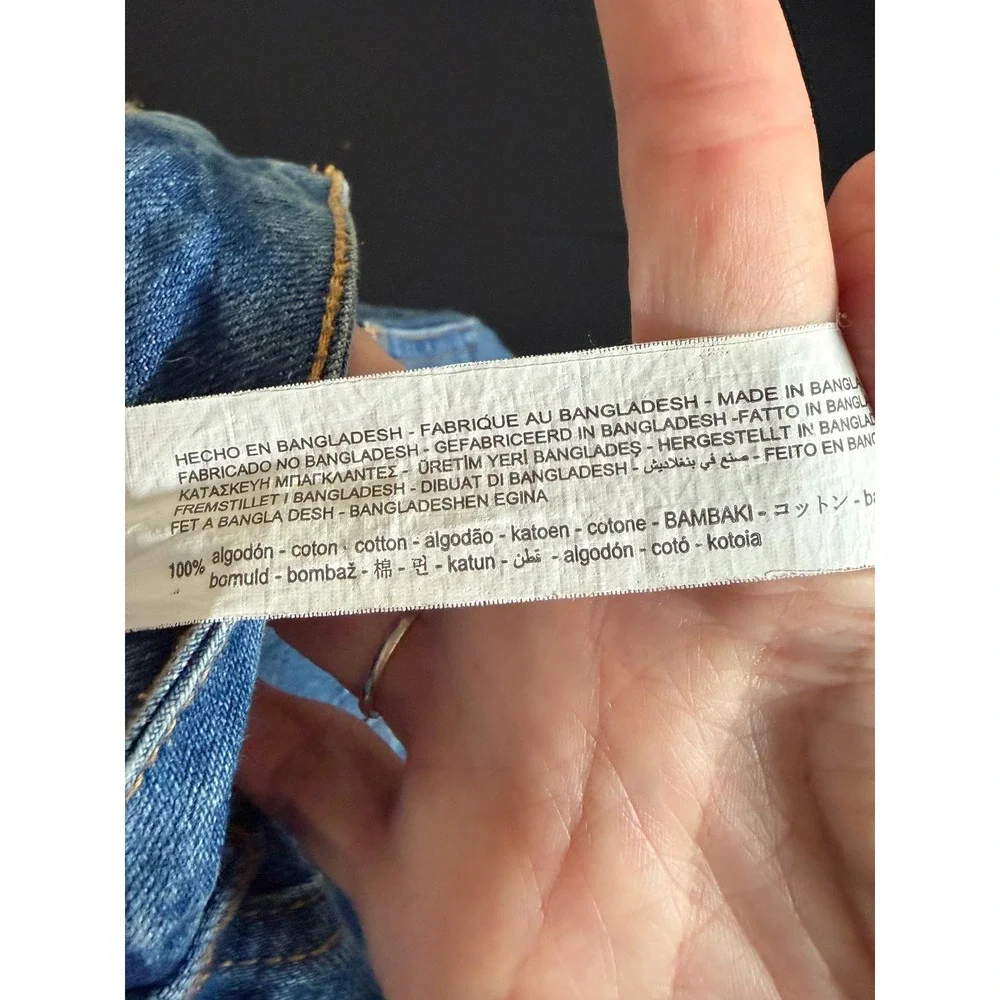 Stradivarius Denim Button Front A Line Mini‎ Skirt Blue Women's US 4